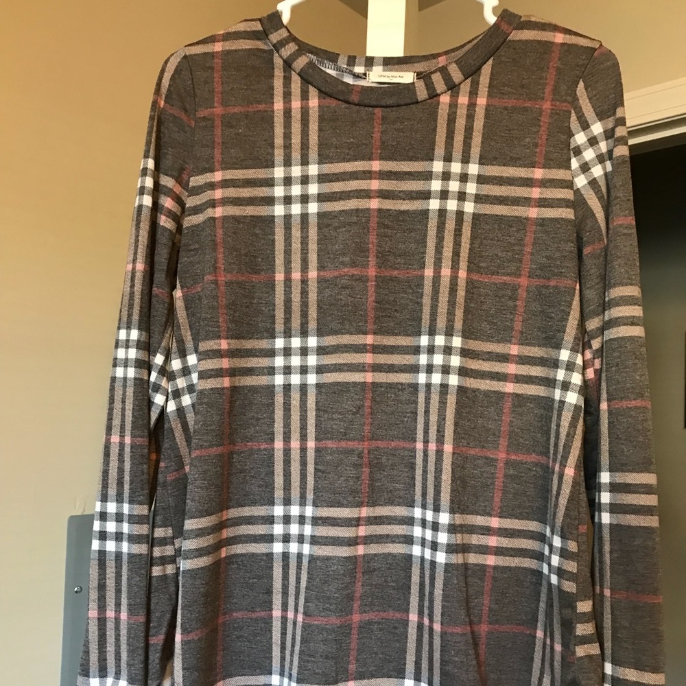 Coffee Plaid Top